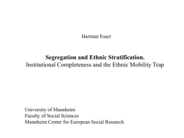 Segregation and Ethnic Stratification. Institutional Completeness and the Ethnic Mobility Trap