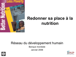 Redonner sa place à la nutrition Réseau du développement humain Banque mondiale