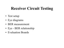 Receiver Circuit Testing • Test setup • Eye diagrams • BER measurement