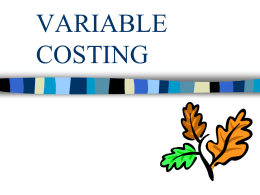 VARIABLE COSTING