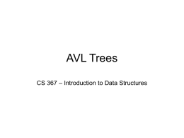 AVL Trees – Introduction to Data Structures CS 367
