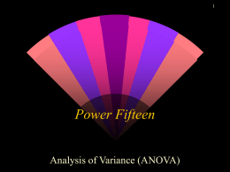 Power Fifteen Analysis of Variance (ANOVA) 1