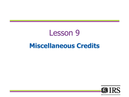 Lesson 9 Miscellaneous Credits