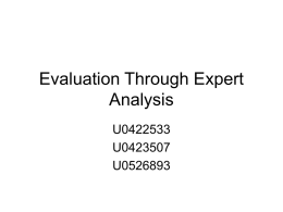 Evaluation Through Expert Analysis U0422533 U0423507