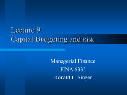 Lecture 9 Capital Budgeting and Risk Managerial Finance