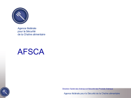 AFSCA Agence fédérale pour la Sécurité de la Chaîne alimentaire