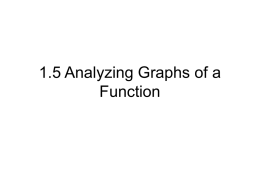1.5 Analyzing Graphs of a Function