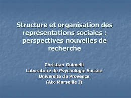 Structure et organisation des représentations sociales : perspectives nouvelles de recherche