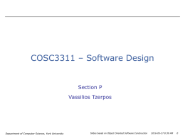 COSC3311 – Software Design Section P Vassilios Tzerpos