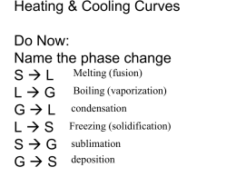 Heating &amp; Cooling Curves Do Now: Name the phase change S  L
