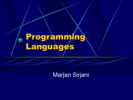 Programming Languages Marjan Sirjani