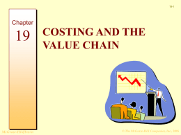 19 COSTING AND THE VALUE CHAIN Chapter