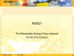 REN21 The Renewable Energy Policy Network for the 21st Century 27.05.2016