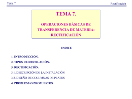 TEMA 7. OPERACIONES BÁSICAS DE TRANSFERENCIA DE MATERIA: RECTIFICACIÓN