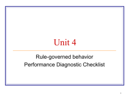 Unit 4 Rule-governed behavior Performance Diagnostic Checklist 1