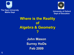 Where is the Reality of Algebra &amp; Geometry ?