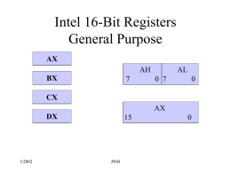 Intel 16-Bit Registers General Purpose AX BX