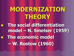 MODERNIZATION THEORY The social differentiation model – N. Smelser (1959)