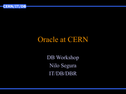 Oracle at CERN DB Workshop Nilo Segura IT/DB/DBR
