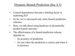 Dynamic Branch Prediction (Sec 4.3)