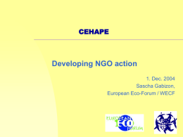 Developing NGO action CEHAPE  1. Dec. 2004