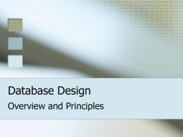 Database Design Overview and Principles