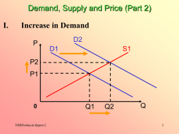 Demand, Supply and Price (Part 2) I. Increase in Demand P