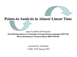 Points-to Analysis in Almost Linear Time paper by Bjarne Steensgaard