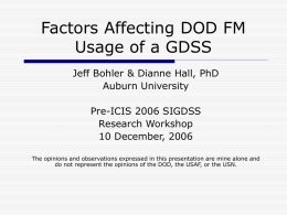 Factors Affecting DOD FM Usage of a GDSS