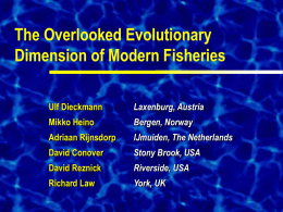 The Overlooked Evolutionary Dimension of Modern Fisheries Ulf Dieckmann Mikko Heino
