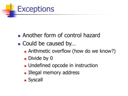 Exceptions Another form of control hazard Could be caused by…