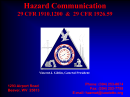 Hazard Communication 29 CFR 1910.1200  &amp;  29 CFR 1926.59