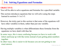 3-6:  Solving Equations and Formulas