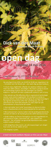 Uitnodiging voor de open dag bij de Acerkweker Dick van der Maat