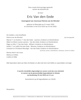 Eric Van den Eede - Rouwcentrum Verhoeven Zelzate
