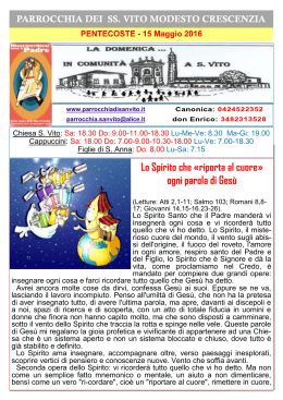 Avvisi dal 15 al 22 maggio 2016 - Parrocchia di San Vito in Bassano