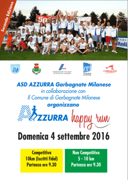 Domenica 4 settembre 2016 - atletica AZZURRA GARBAGNATE