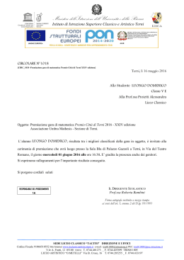 Premiazione gara di matematica Premio Citt&agrave; di Terni