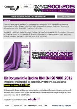 Kit Documentale Qualità UNI EN ISO 9001:2015