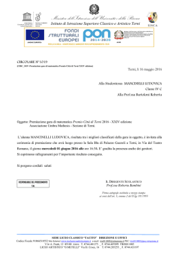 Premiazione gara di matematica Premio Citt&agrave; di Terni