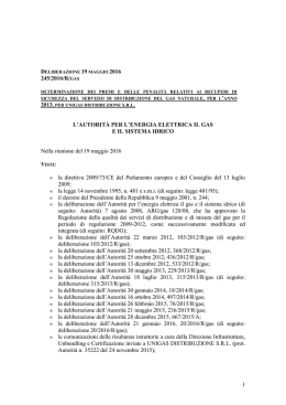 1 245/2016/R/GAS L`AUTORIT&Agrave; PER L`ENERGIA ELETTRICA IL