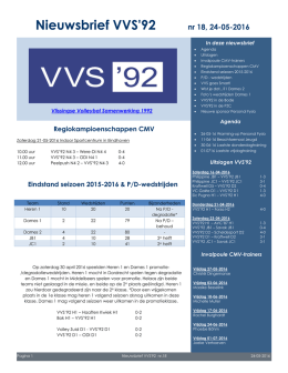 Nieuwsbrief VVS`92 nr 18, 24-05-2016