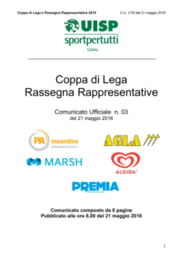Comunicato Ufficiale n. 3 del 21 maggio 2016