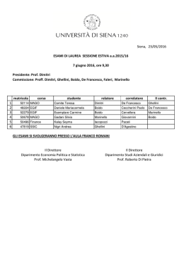 Siena, 23/05/2016 Presidente: Prof. Dimitri Commissione: Proff