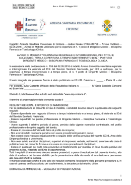 Oggetto: Azienda Sanitaria Provinciale di Crotone – codice