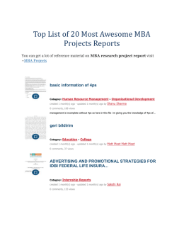 Top List of 20 Most Awesome MBA Projects Reports