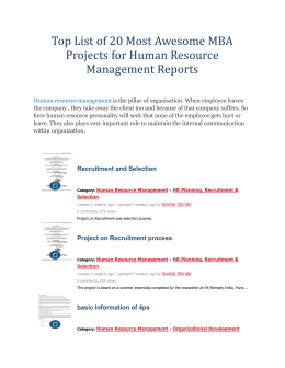 Top List of 20 Most Awesome MBA Projects for Human Resource Management Reports