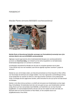 PERSBERICHT Marijke Plante winnares BOOQEES voorleeswedstrijd