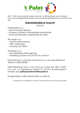 vacature - SBO Palet