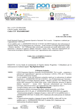 Citt&agrave; di Castello, 30/05/2016 Codice CUP H16J16000310007